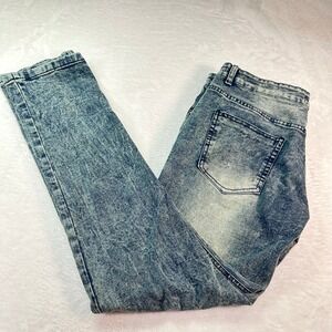 Rocawear Skinny‎ Jeans Mens 34x32 Blue Acid Wash Stretch Denim Streetwear